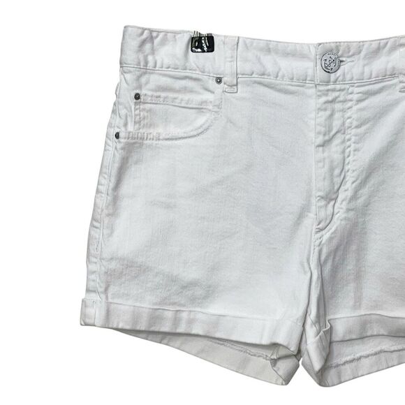 Isabel Marant White Denim Shorts High Rise Cuffed Hem Women’s Size US 6 Logo - Picture 2 of 9